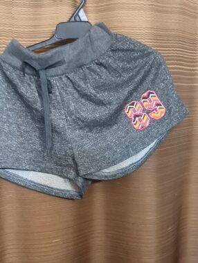 Girls' Heather Gray Athletic Shorts with Neon '89' Accent